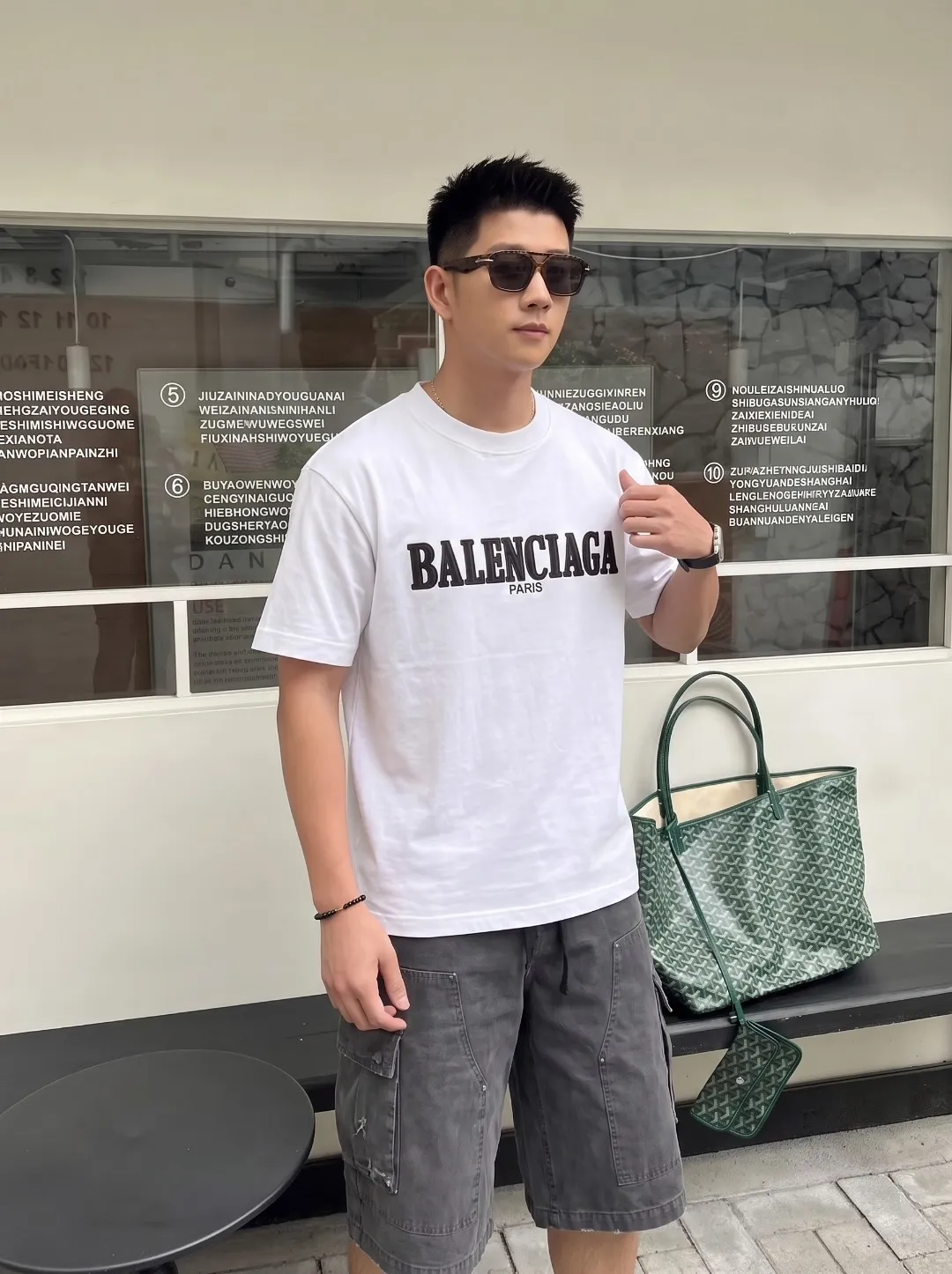 P100✨🔥 [BALENCIAGA] 2026FW short-sleeved T-shirt Premium 26s double yarn 300g fabric embroidery fraying process Color: Black White Red Size: S M L XL 2XL
